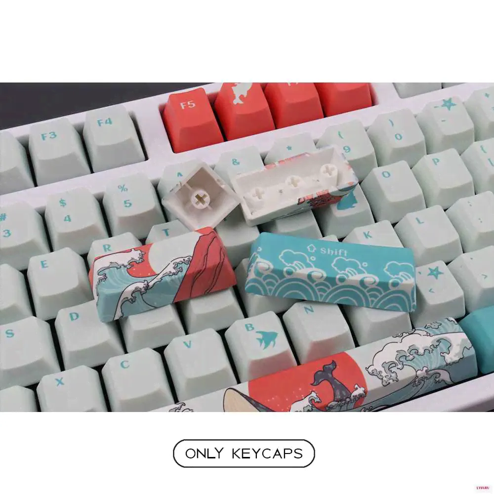 OEM PBT Keycaps Keycap с 108 клавишами сублимация краски японский Ukiyo e и коврик для мыши GK61-0
