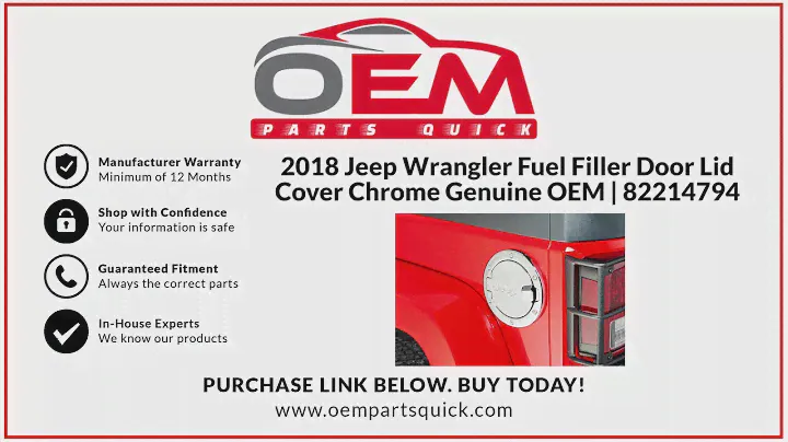 2018 Jeep Wrangler Fuel Filler Door Lid Cover Chrome Genuine OEM | 82214794