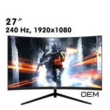 OEM 27" Монитор игровой для компьютера изогнутый экран 27 дюймов, 240Hz, 1920x1080, FHD, черный