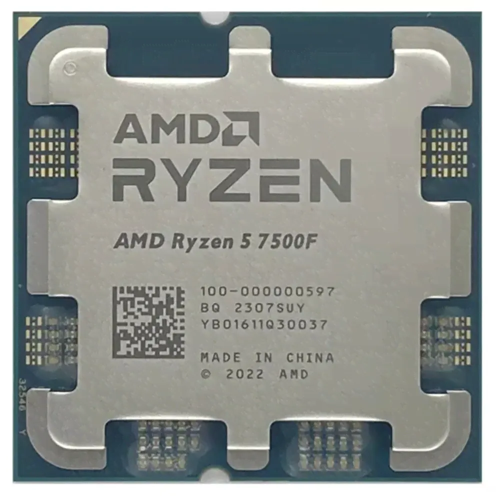 Процессор AMD Ryzen 5 7500F, 3.7ГГц, (Turbo 5.0ГГц), 6-ядерный, L3 32МБ, Сокет AM5, OEM