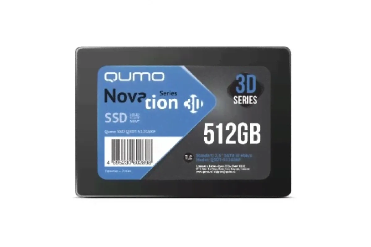 Диск QUMO SSD 512GB Novation TLC 3D (Q3DT-512GSKF) 2,5 R/W 550/500 MB/s SM2258XT/SM2259XT OEM-2