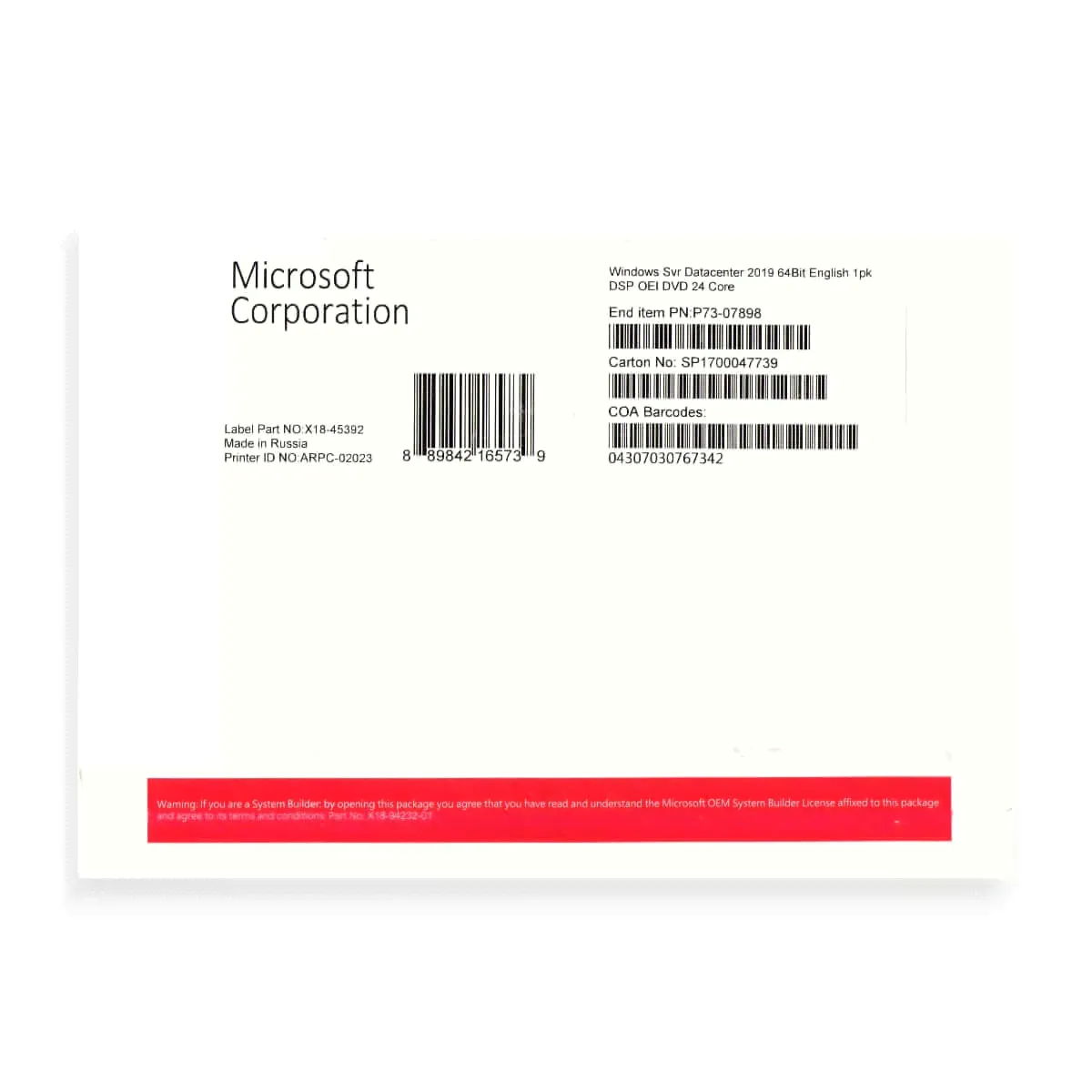 FQC-08909 Microsoft Windows 10 Professional OEM СOA Only-4