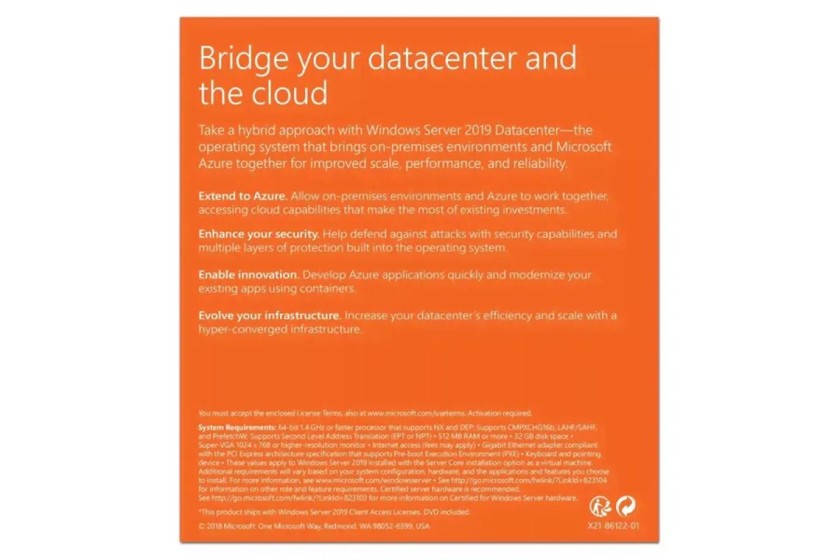 Лицензия OEM Windows Server Datacenter 2019 64Bit Russian 1pk DSP OEI DVD 24 Core (P71-09051) MICROSOFT-2