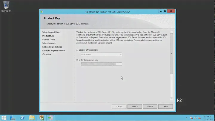SQL Server License Key Change