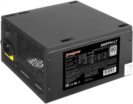 Блок питания EXEGATE EX282040RUS-OEM 500W 500PPH-LT OEM, ATX, black, 80+, APFC, 12cm, 24p, (4+4)p, 5*SATA, 3*IDE